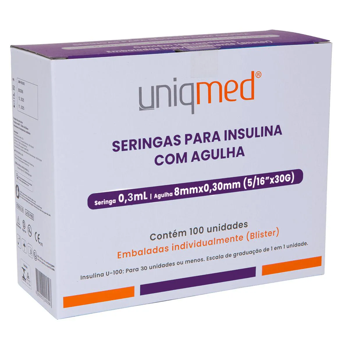 Seringa Para Insulina Uniqmed 0,3Ml 8X0,30Mm 30G 100Un