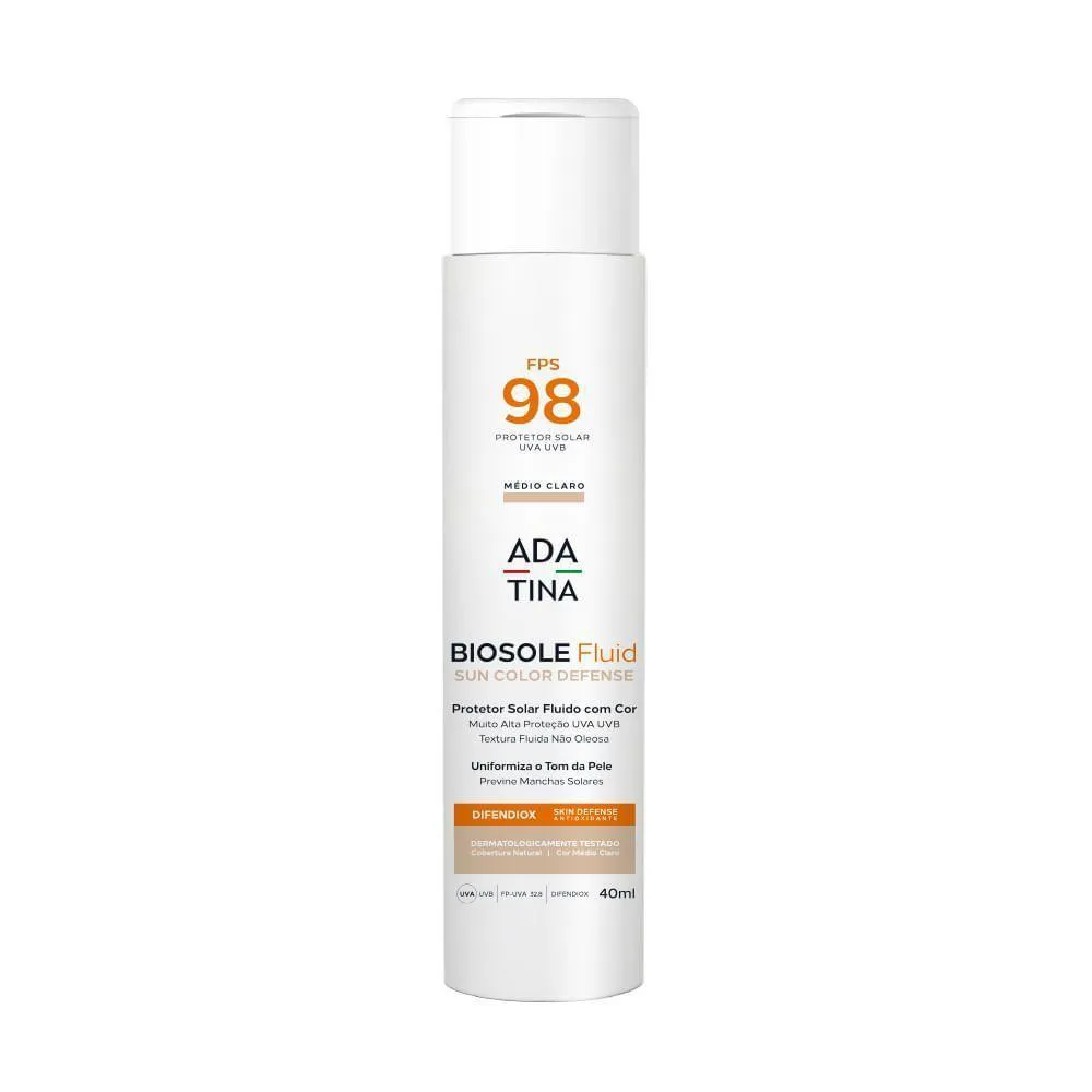 PROTETOR SOLAR 12HS FLUIDO COM COR BIOSOLE FLUID SUN COLOR DEFENSE FPS 98 - COR MéDIO CLARO – 40ML