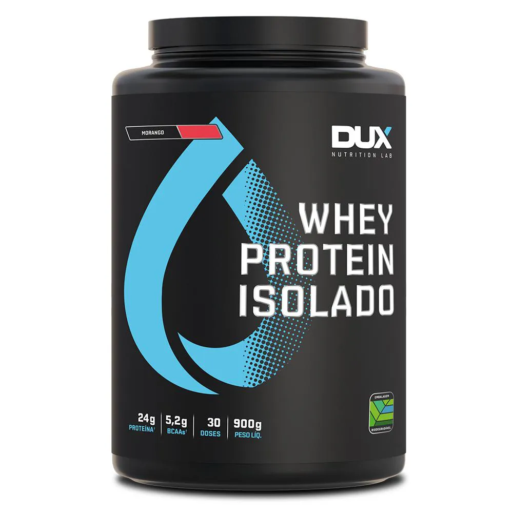 WHEY PROTEIN ISOLADO DUX NUTRITION POTE 900G MORANGO