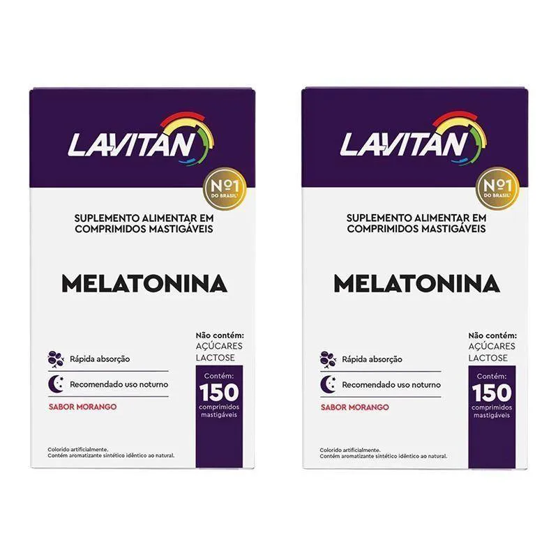 KIT 2 LAVITAN MELATONINA SABOR MORANGO 150 COMPRIMIDOS
