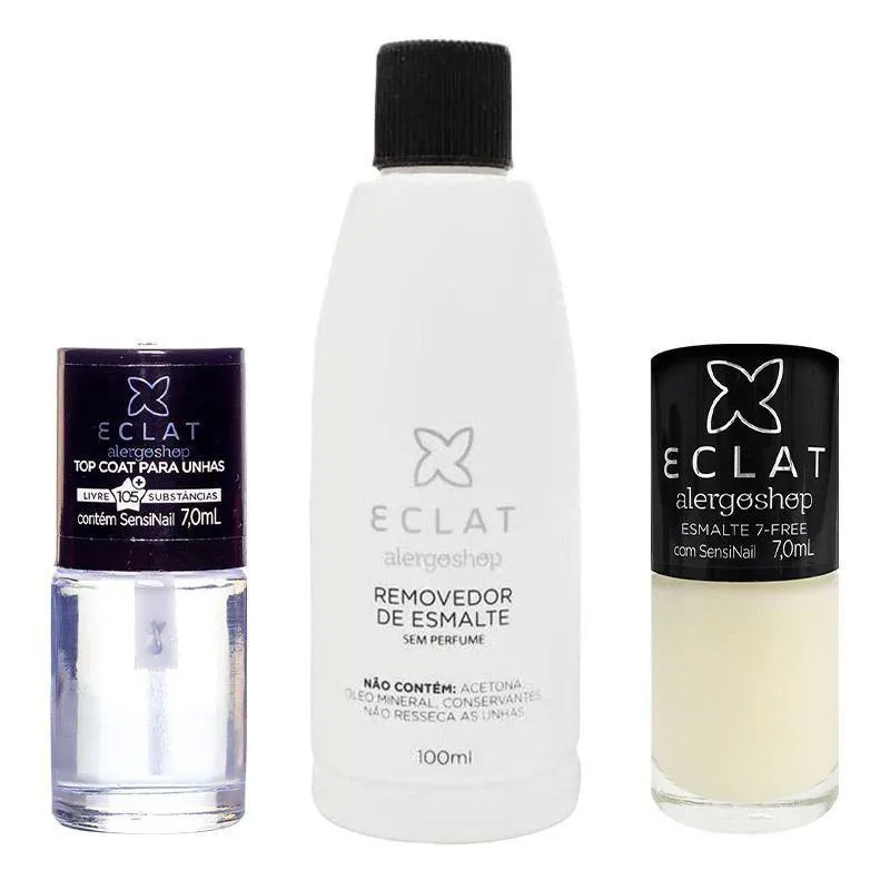 KIT ESMALTES TOP COAT +  BASE SEDA + REMOVEDOR ALERGOSHOP