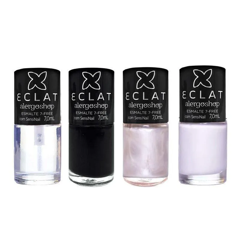 KIT ESMALTES SEMPRE VIVA+PRETO VIBE+MARGARIDA+TOP COAT ALERGOSHOP