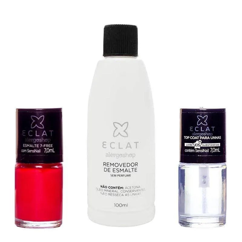 KIT ESMALTE BLOODY MARY + TOP COAT + REMOVEDOR ALERGOSHOP