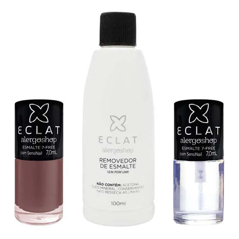 KIT ESMALTES ARAUCáRIA  + TOP COAT + REMOVEDOR ALERGOSHOP