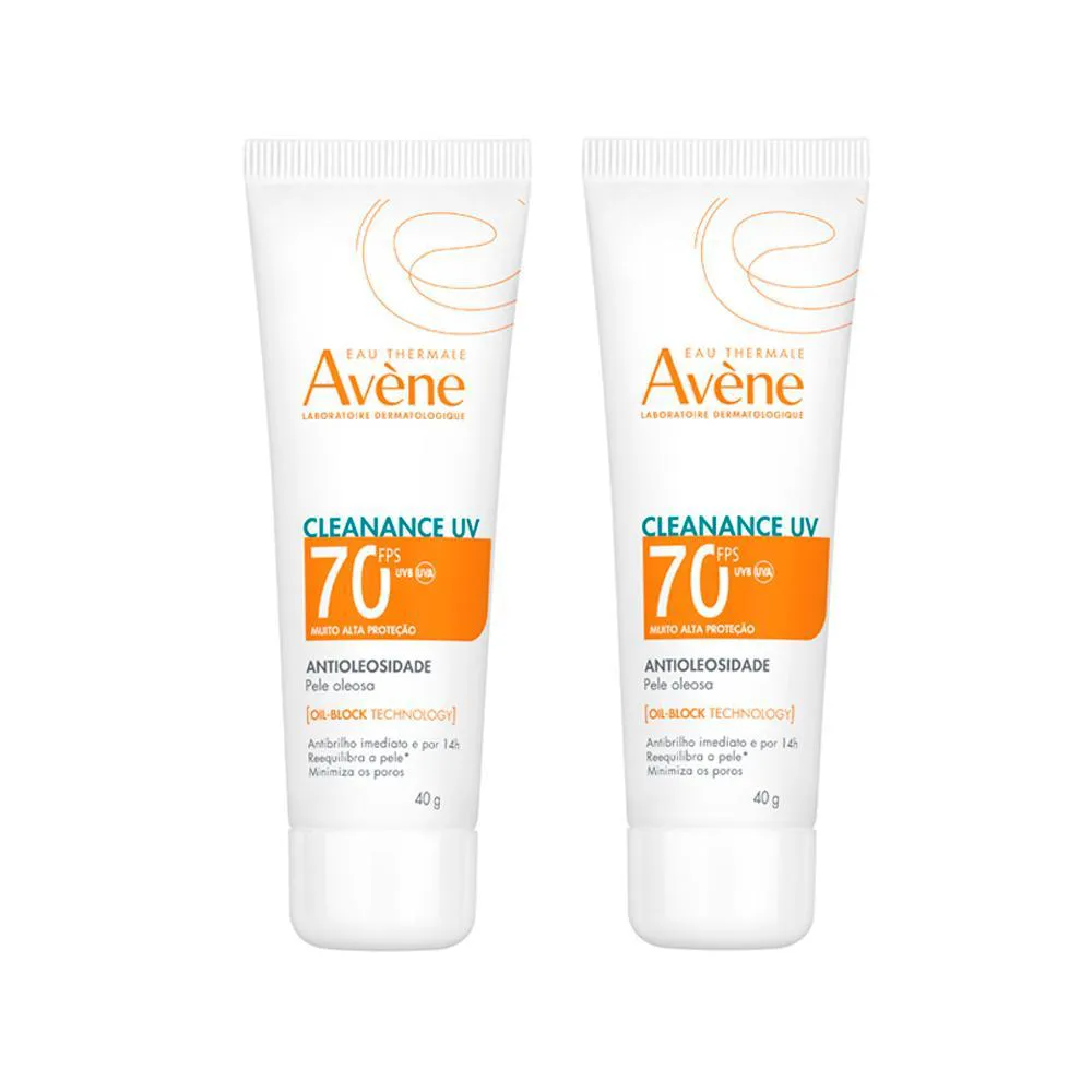 KIT PROTETOR SOLAR FACIAL ANTIOLEOSIDADE - 2 PROTETORES SOLARES AVèNE CLEANANCE UV FPS 70 40G