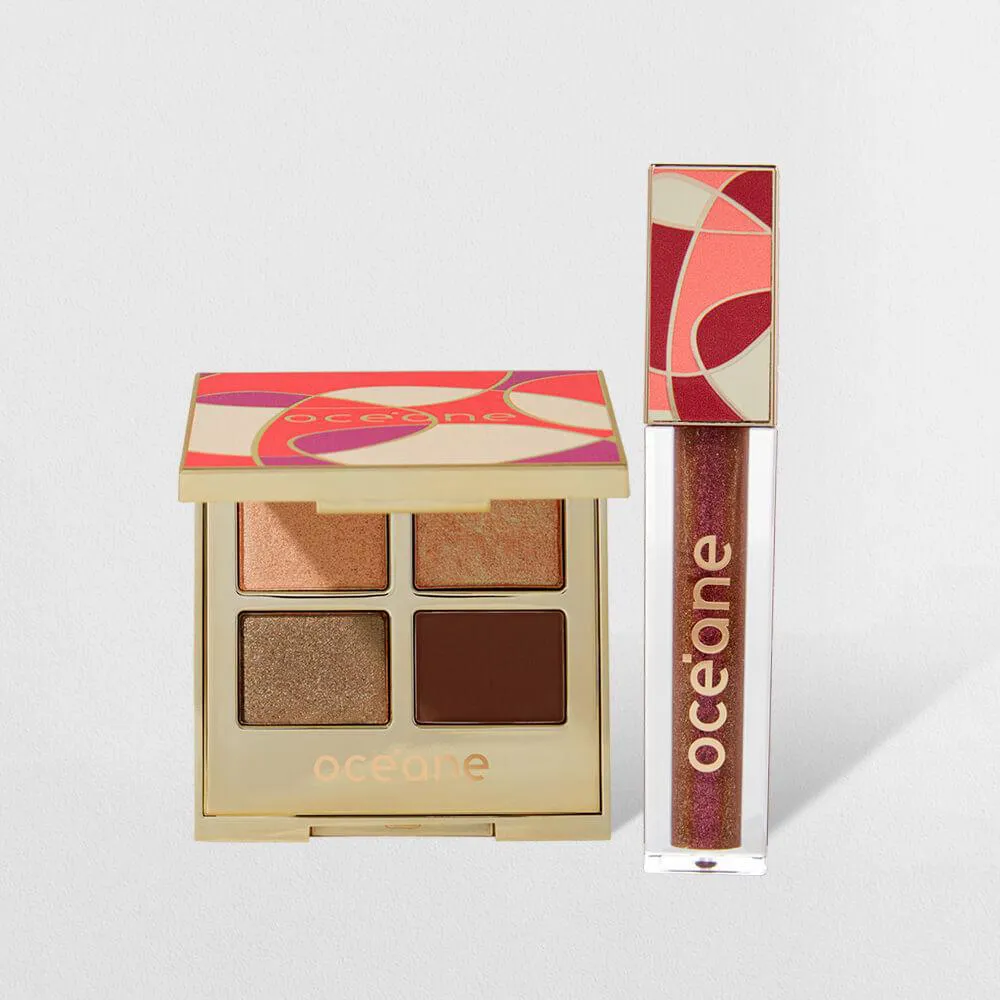 KIT PALETA DE SOMBRAS + BRILHO LABIAL MARROM CAPRI (2 PRODUTOS)