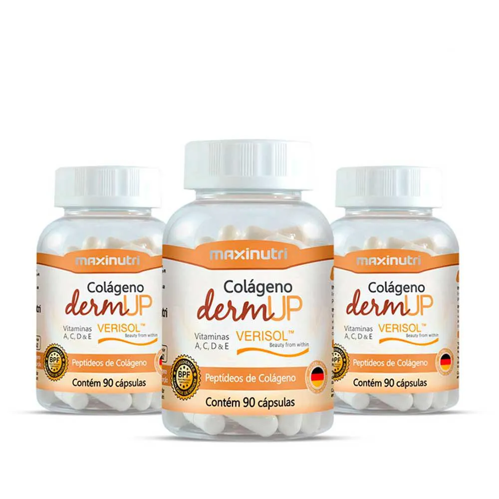 KIT 3 COLáGENO DERMUP VERISOL VITAMINAS A-C-D-E 90 CáPS MAXINUTRI