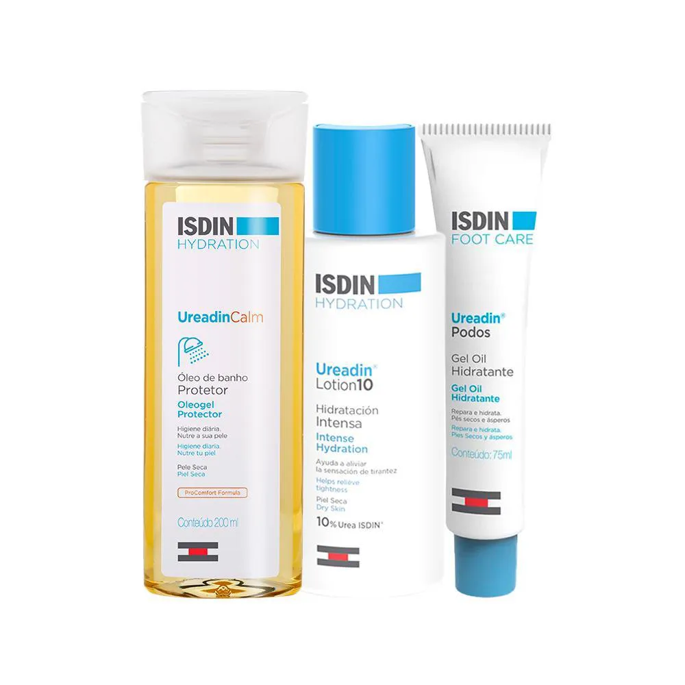 KIT ISDIN CORPORAL UREADIN - ÓLEO DE BANHO E LOçãO HIDRATANTE CORPORAL E CREME PARA OS PéS