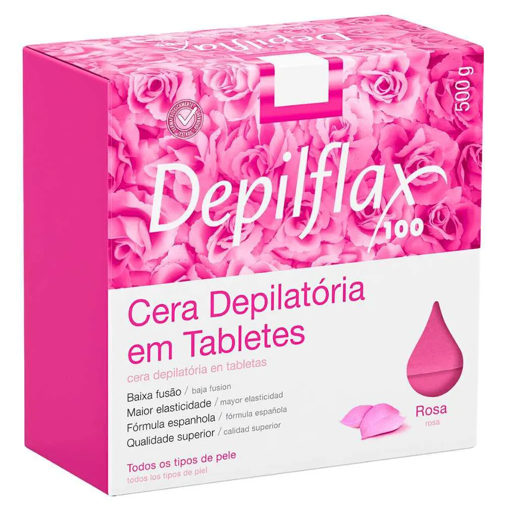 CERA QUENTE DEPILATóRIA DEPILFLAX ROSA 500G