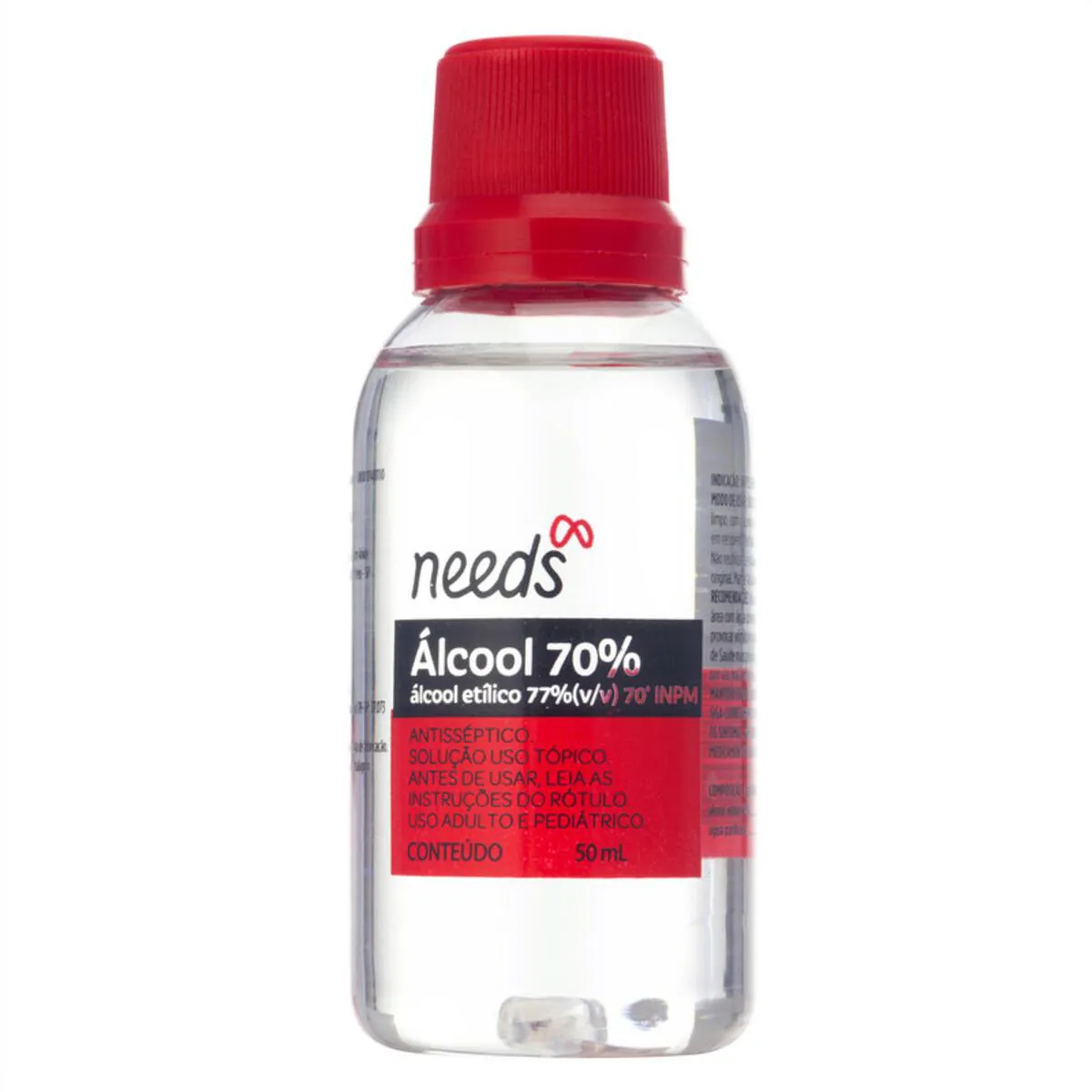 Álcool 70% Needs Tampa de Rosquear 50ml