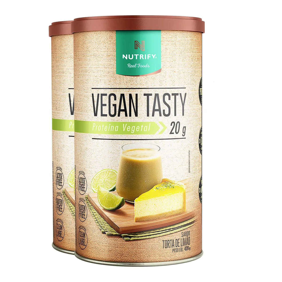 KIT 2 VEGAN TASTY PROTEíNA VEGETAL TORTA DE LIMãO NUTRIFY 420G