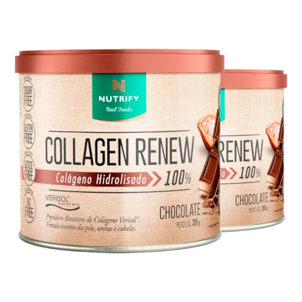 KIT 2 COLLAGEN RENEW COLáGENO HIDROLISADO CHOCOLATE NUTRIFY 300G