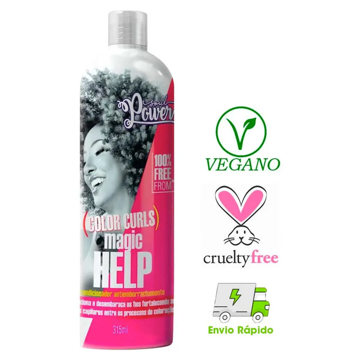 Condicionador Vegano Soul Power Magic Help Color Curls Anti-ressecamento 315ml