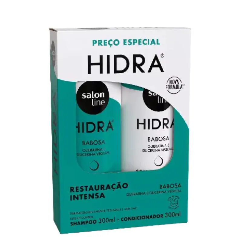 KIT SHAMPOO E CONDICIONADOR RESTAURAçãO INTENSA BABOSA HIDRA SALON LINE 300ML