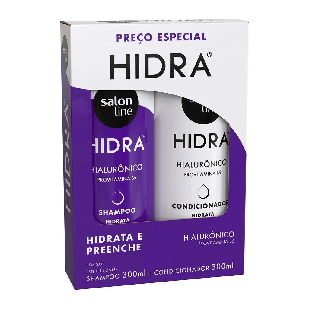 KIT SHAMPOO E CONDICIONADOR HIDRA HIALURôNICO SALON LINE 300ML