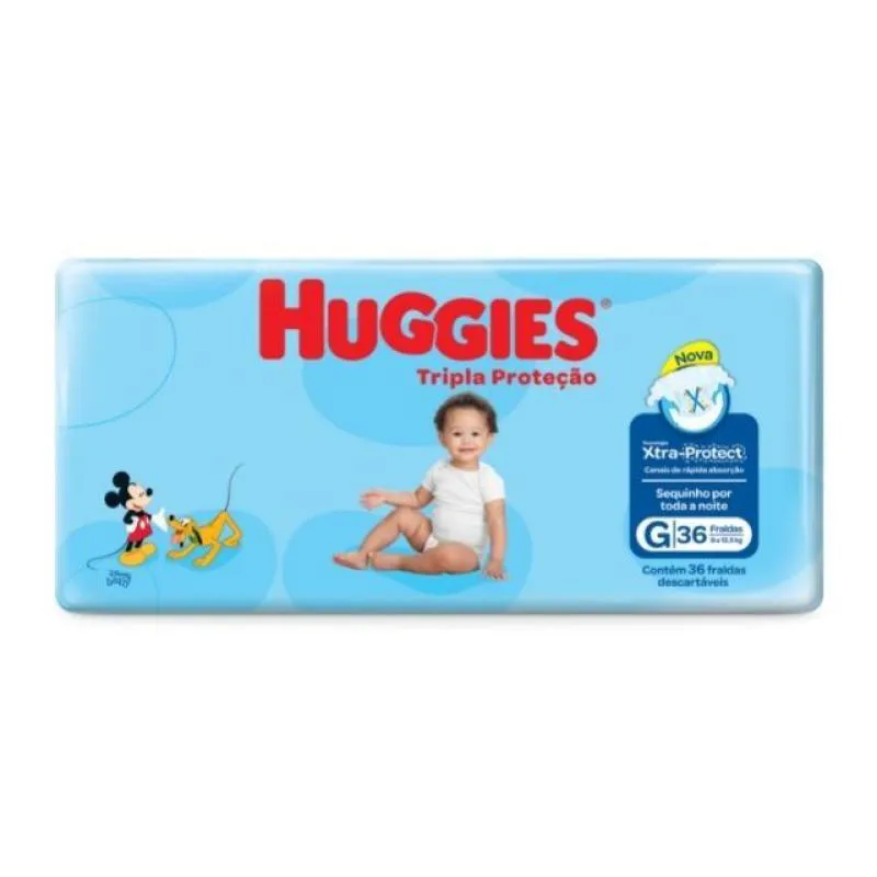 Fralda Huggies Tripla Proteção Disney Baby G 36 unidades