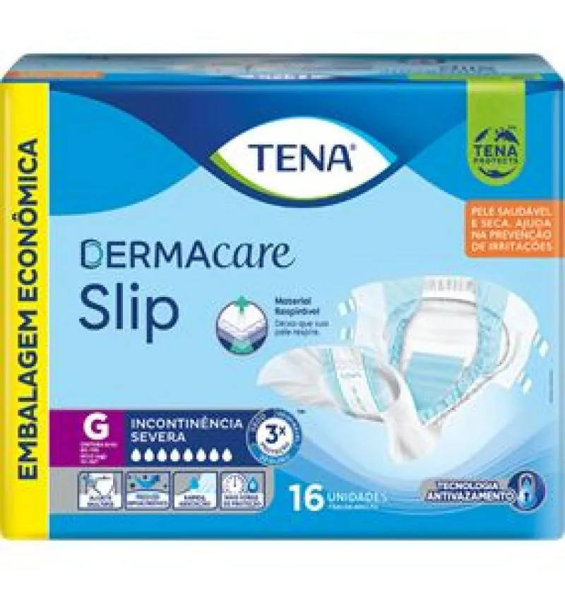 Fralda Geriátrica Tena Dermace Slip G Absorção Intensa 16 unidades