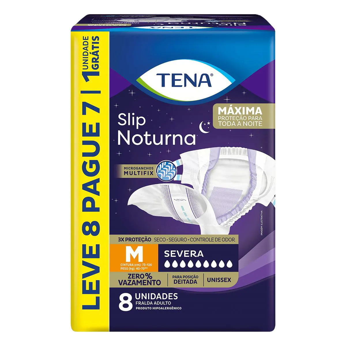 Fralda Geriátrica Tena Slip Noturna M 8 unidades