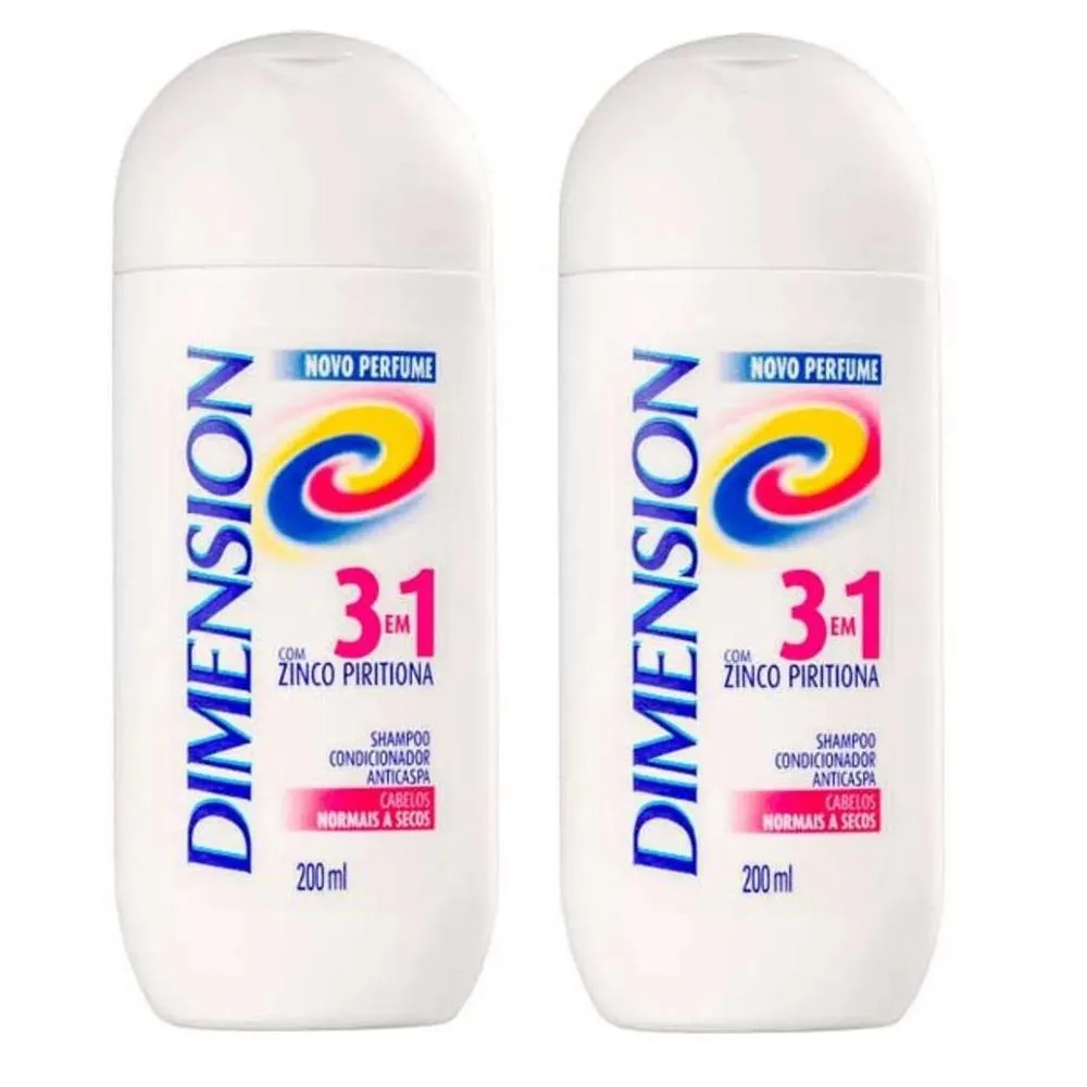 SHAMPOO DIMENSION ANTICASPA 3 EM 1 CABELOS NORMAIS A SECOS - KIT COM 2 UNIDADES
