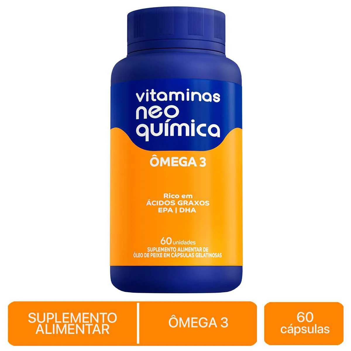 Suplemento Alimentar de Ômega 3 Vitaminas Neo Quimica com 60 Cápsulas