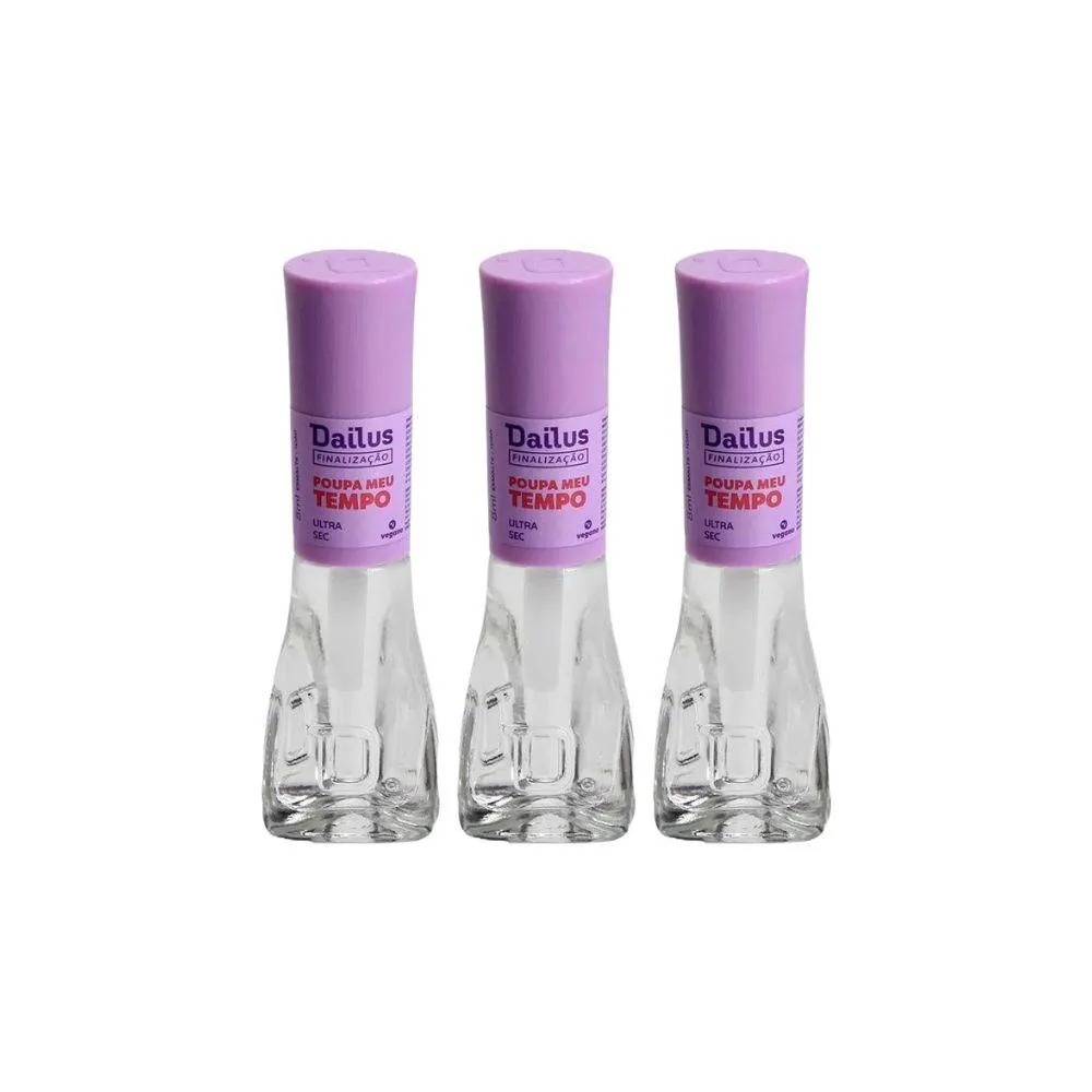 KIT ESMALTES DAILUS ULTRA SEC POUPA MEU TEMPO 8ML (3 UNIDADES)