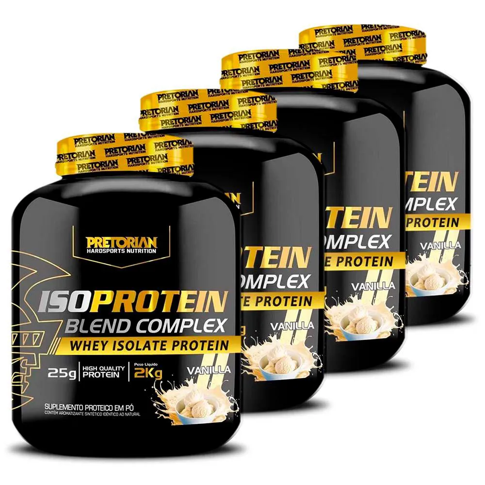 KIT 4X WHEY PROTEIN ISOLADO ISO BLEND COMPLEX 2KG - PRETORIAN Baunilha