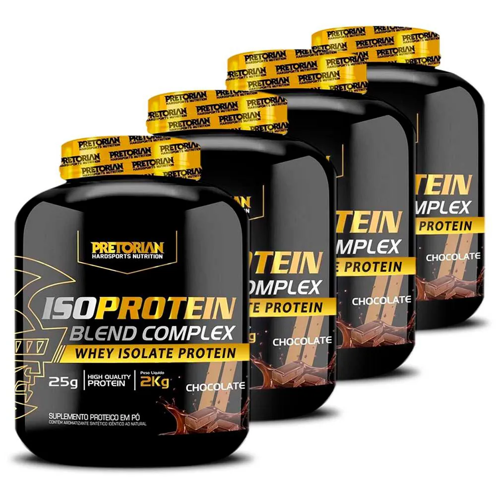 KIT 4X WHEY PROTEIN ISOLADO ISO BLEND COMPLEX 2KG - PRETORIAN Chocolate