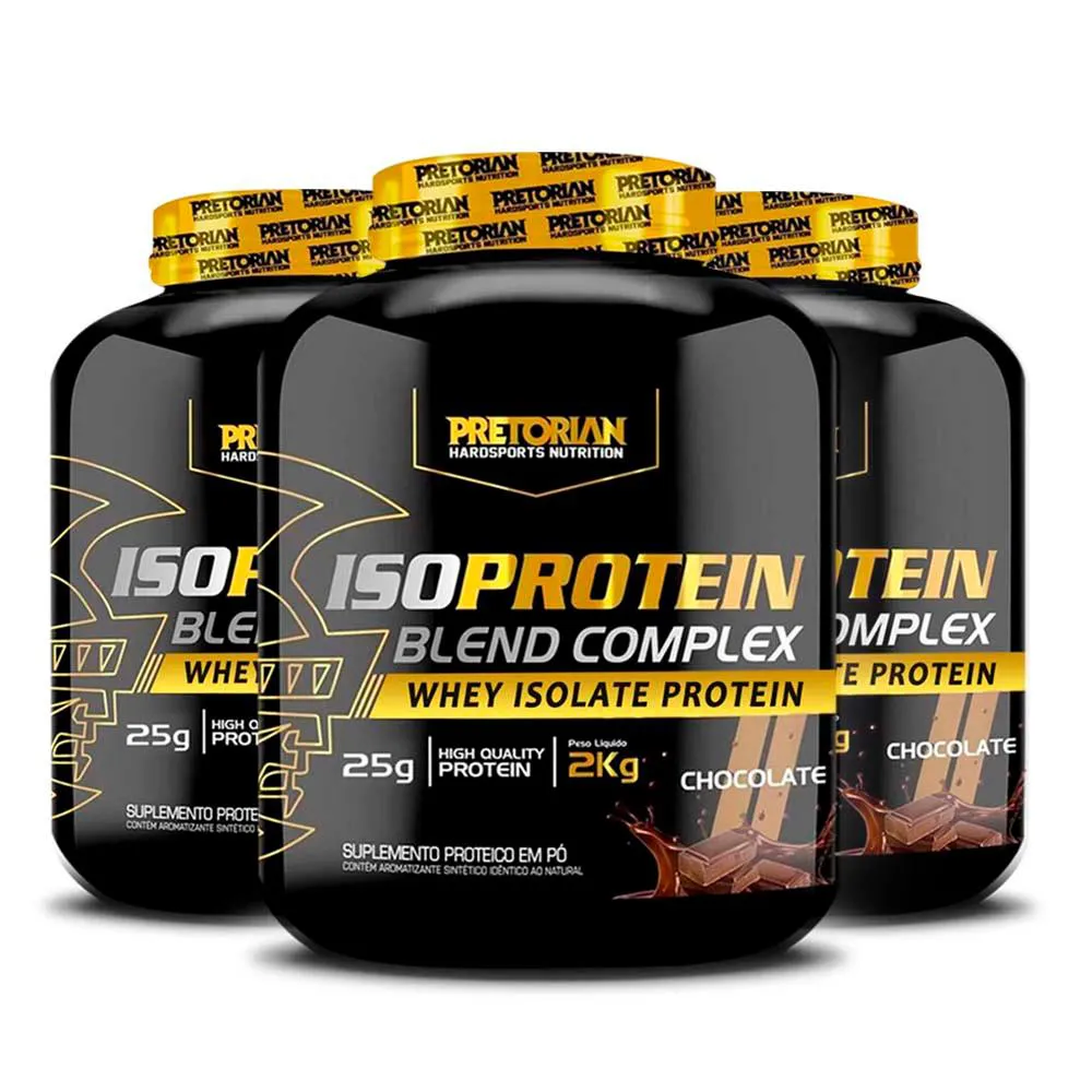KIT 3X WHEY PROTEIN ISOLADO ISO BLEND -  PRETORIAN Chocolate