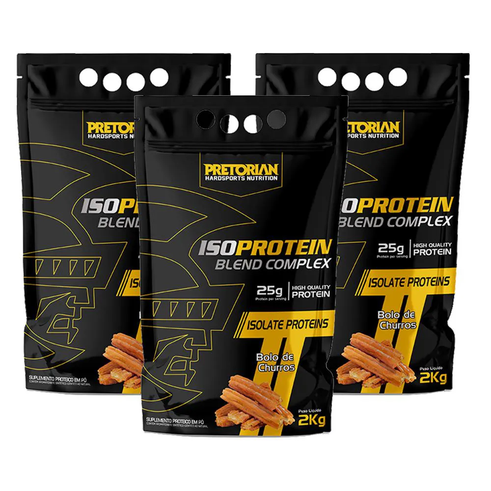 KIT 3X WHEY PROTEIN ISOLADO ISO BLEND -  PRETORIAN Bolo DE Churros