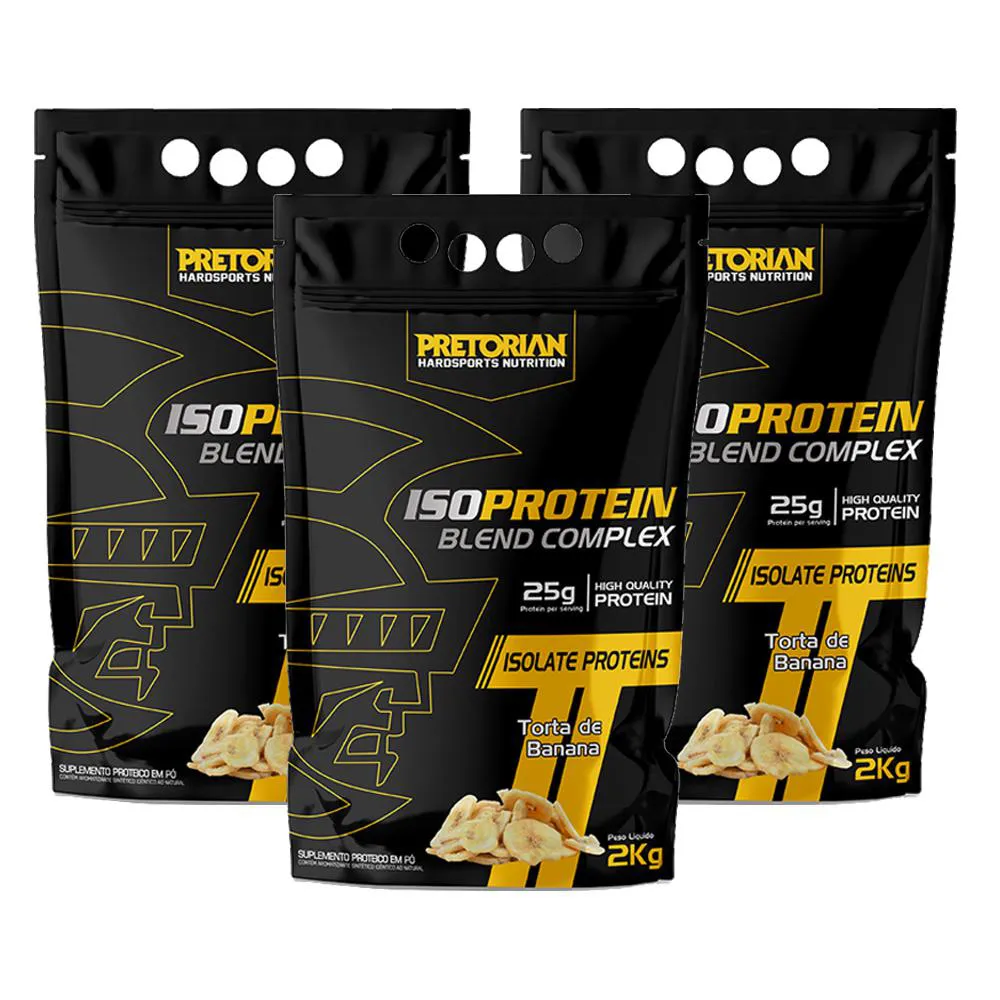 KIT 3X WHEY PROTEIN ISOLADO ISO BLEND -  PRETORIAN Torta DE Banana