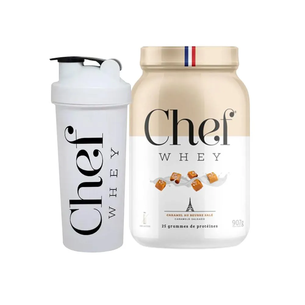 KIT WHEY PROTEIN CHEF WHEY 907G + COQUETELEIRA - CHEF WHEY Caramelo Salgado