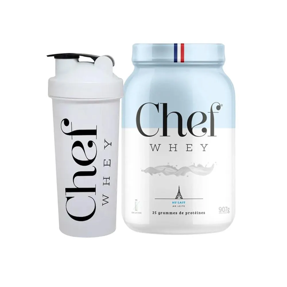 KIT WHEY PROTEIN CHEF WHEY 907G + COQUETELEIRA - CHEF WHEY Leite