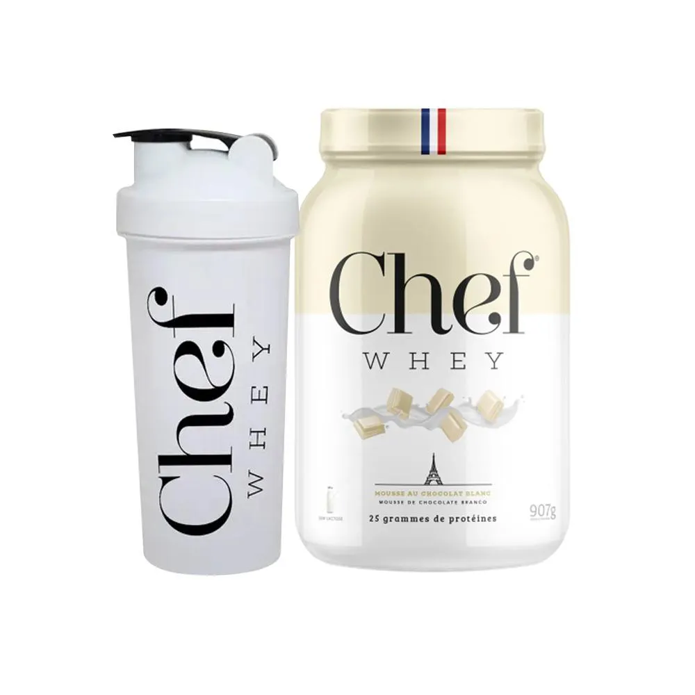 KIT WHEY PROTEIN CHEF WHEY 907G + COQUETELEIRA - CHEF WHEY Chocolate Branco