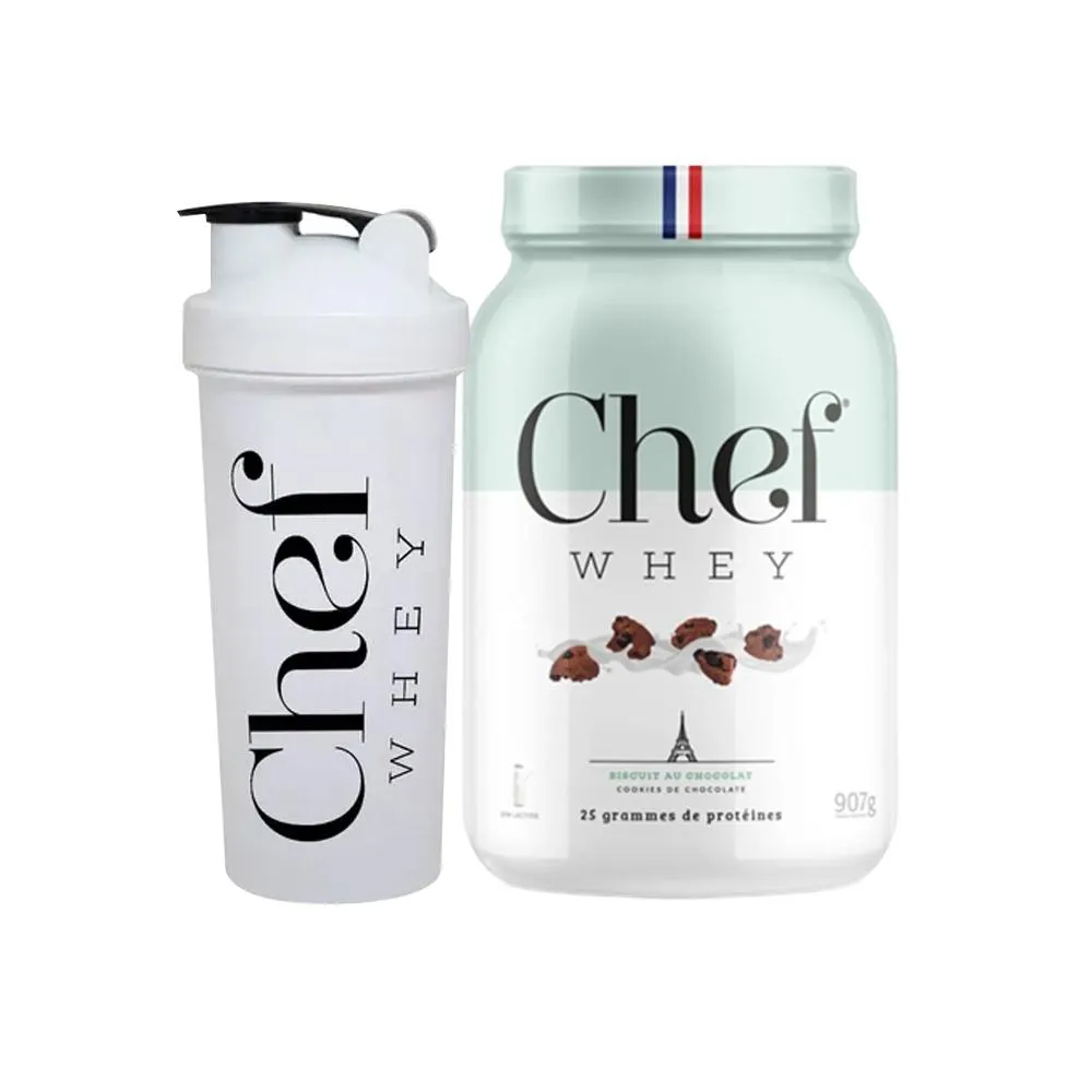 KIT WHEY PROTEIN CHEF WHEY 907G + COQUETELEIRA - CHEF WHEY Cookies