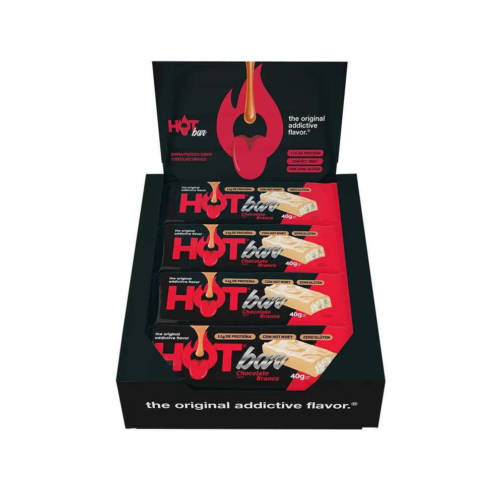 BARRA PROTEICA HOT DISPLAY C/12 UNI - HOT FIT Chocolate Branco