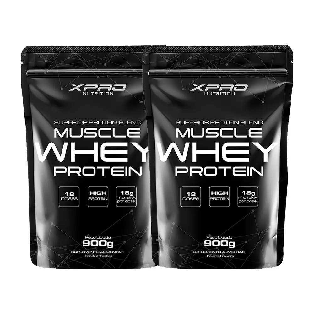 KIT 2X WHEY PROTEIN MUSCLE WHEY 900G - XPRO NUTRITION Baunilha