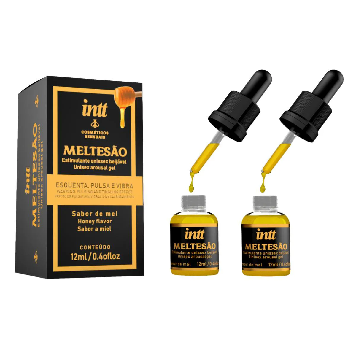 2 MELTESÃ.O ESTIMULANTE BEIJáVEL UNISSEX ESQUENTA PULSA E VIBRA 12ML INTT