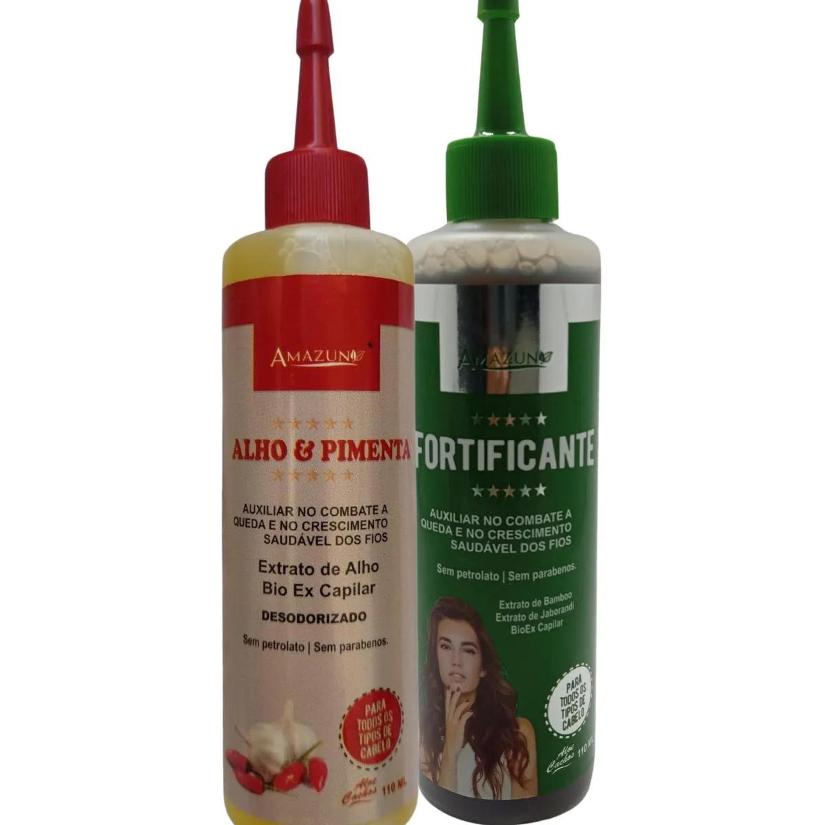 KIT TôNICO ALHO E PIMENTA 110ML + FORTIFICANTE 110ML AMAZUN