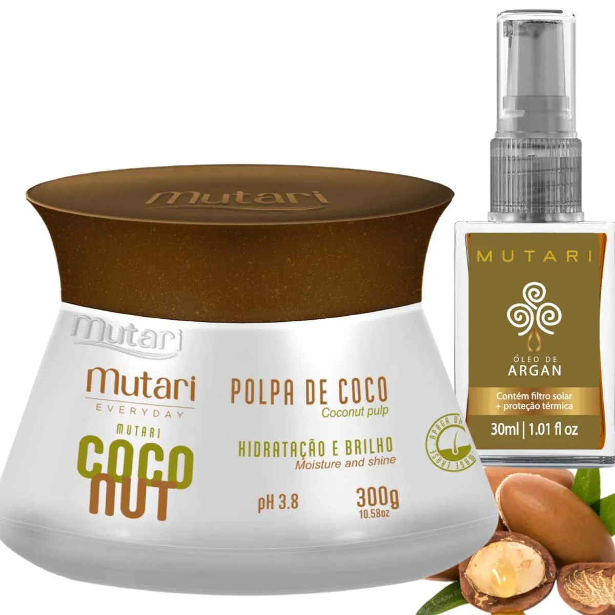 POLPA DE COCO - MUTARI COCONUT - 300G - ÓLEO DE ARGAN 30ML