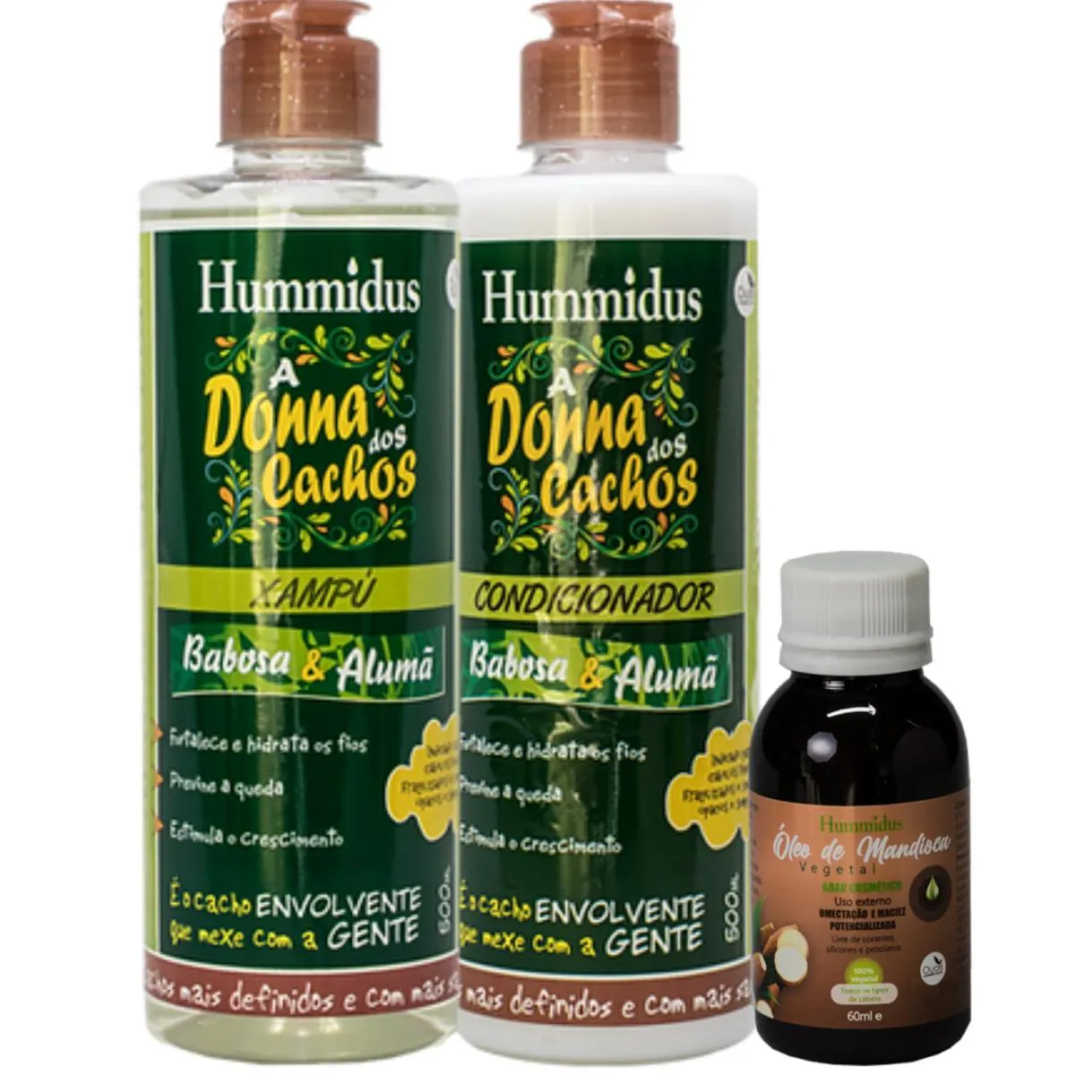 SHAMPOO E CONDICIONADOR BABOSA 500ML - ÓLEO MANDIOCA 60ML