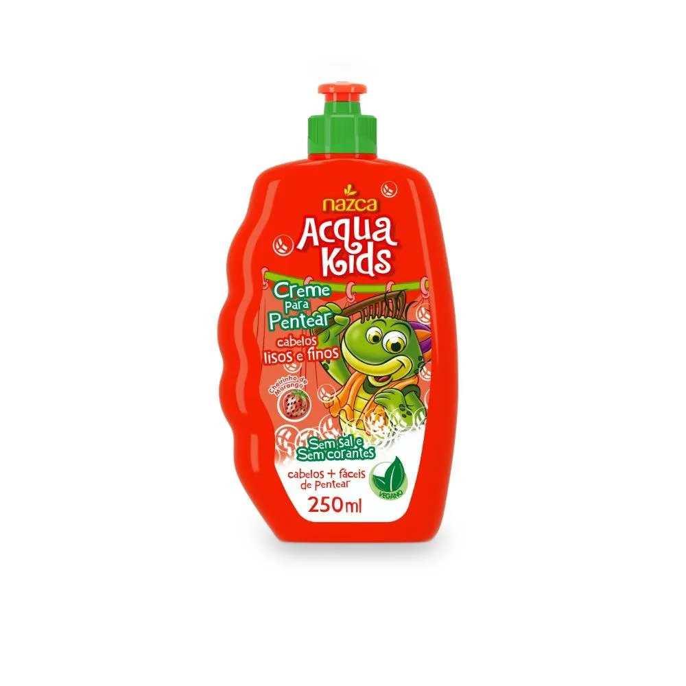 CREME DE PENTEAR NAZCA ACQUA KIDS INFANTIL CABELOS LISOS MORANGO 250ML