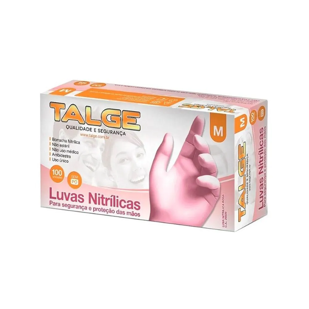 LUVA NITRíLICA TALGE ROSA SEM Pó C/100UN TAM. M