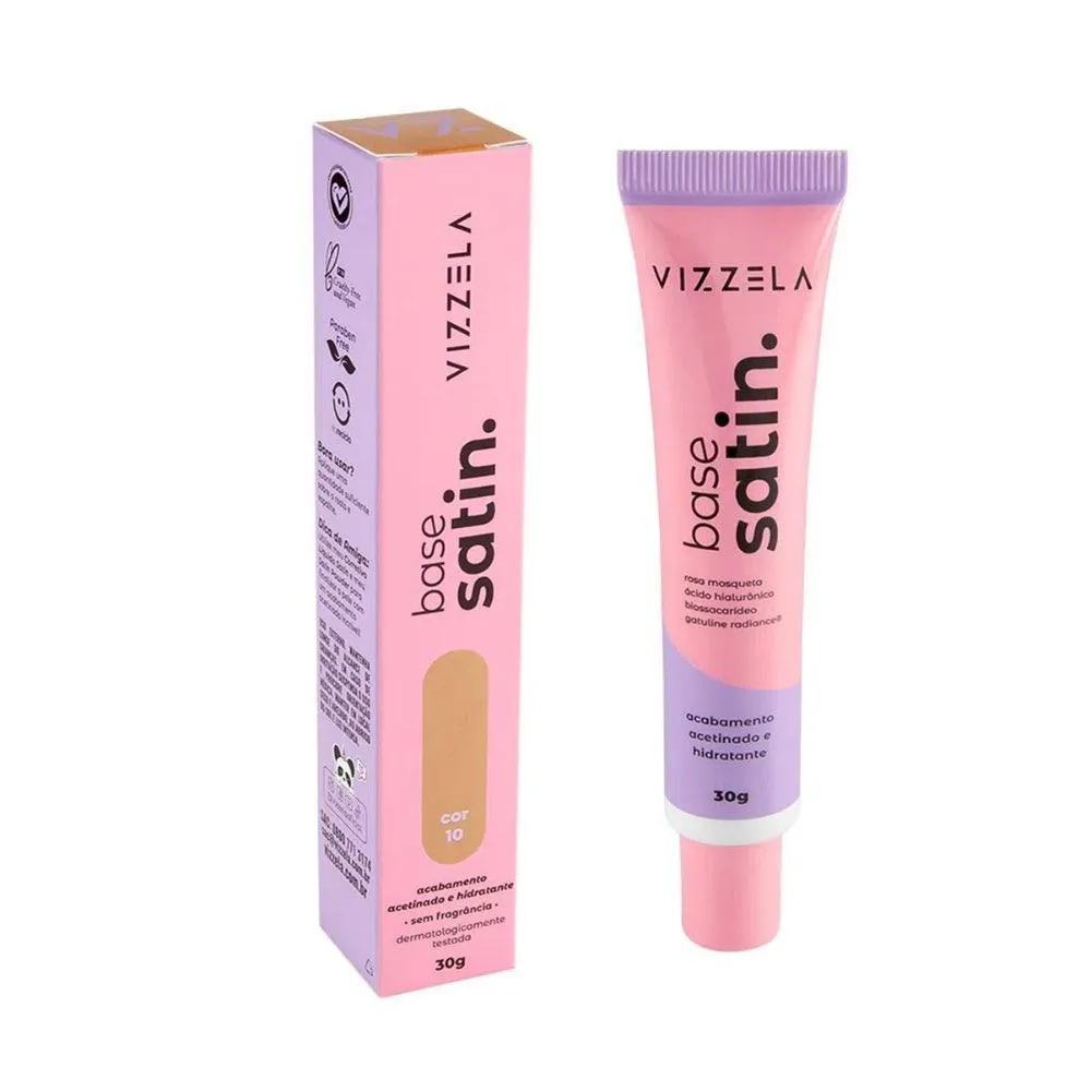 BASE FACIAL LíQUIDA VIZZELA SATIN COR 10 30GR