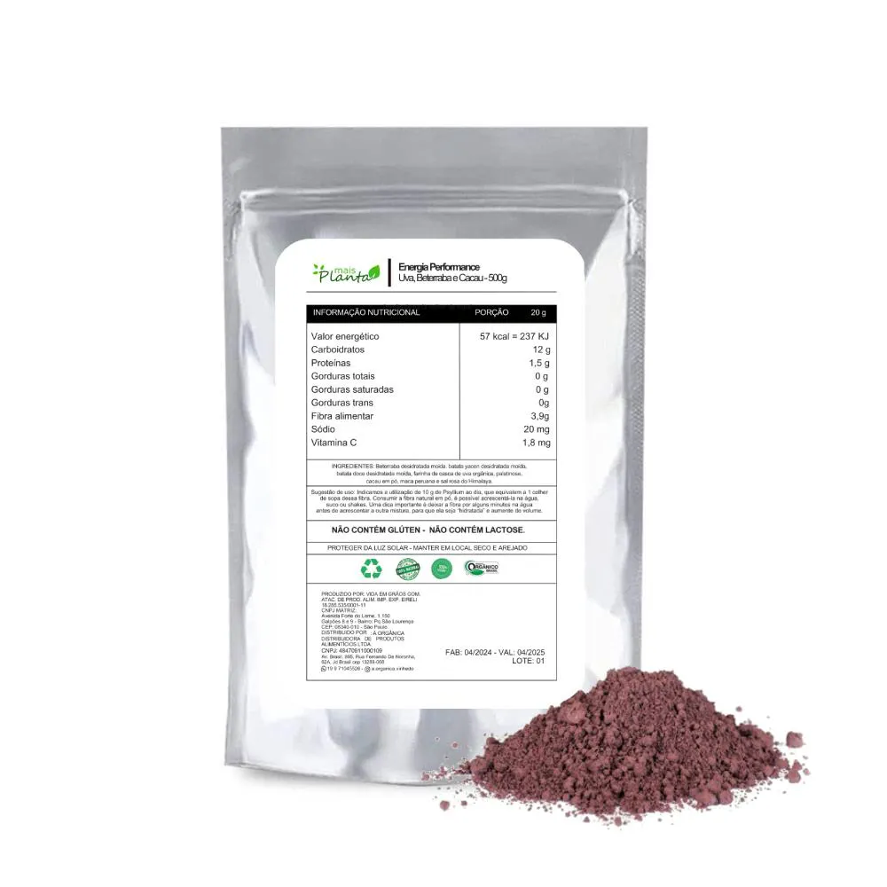 ENERGIA PERFORMANCE – UVA, BETERRABA E CACAU 500G
