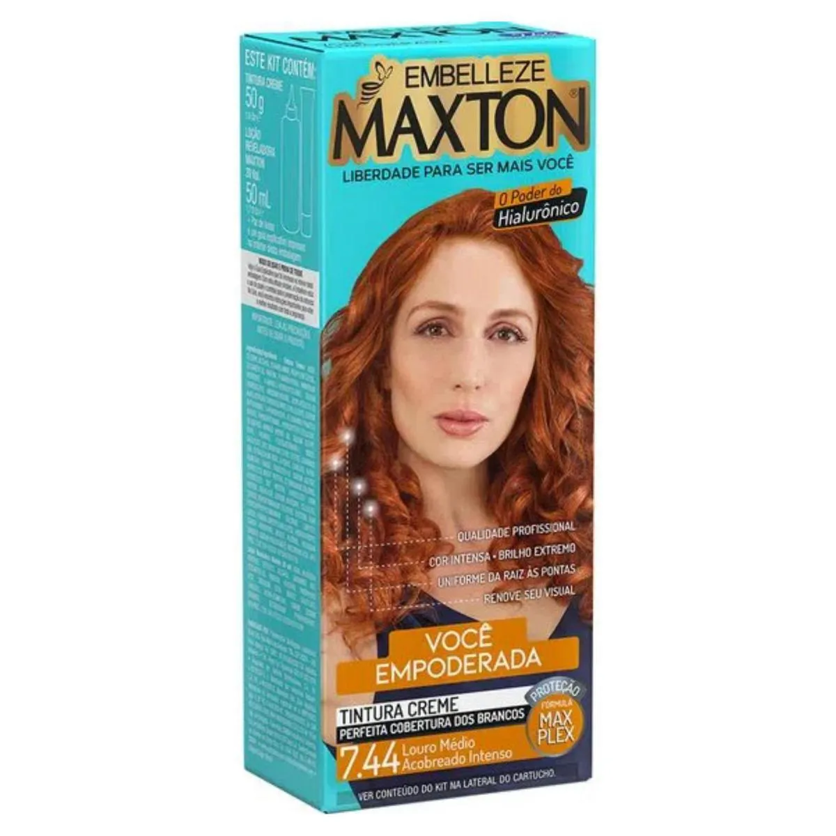 TINTURA MAXTON 7.44 LOURO MéDIO ACOBREADO INTENSO