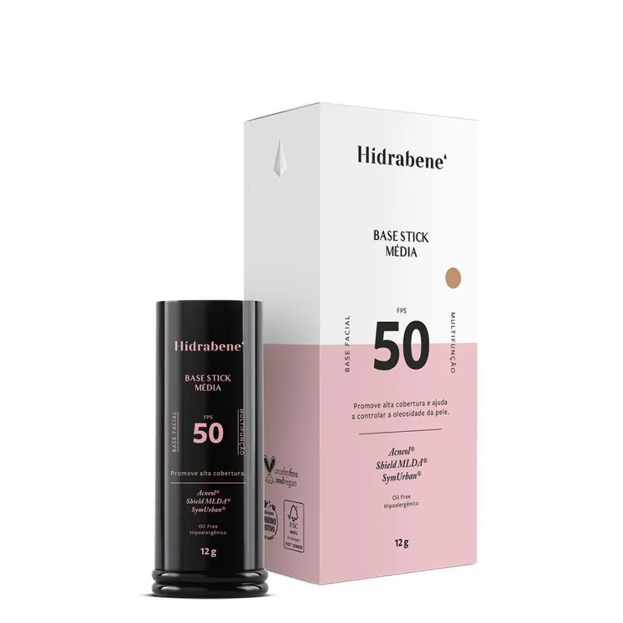 BASE STICK HIDRABENE COR MÉDIA FPS50 VEGANO 12GR