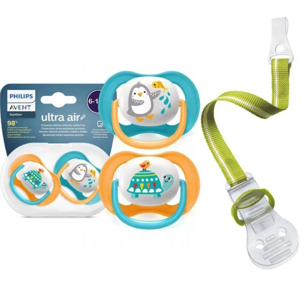 CHUPETA TARTARUGA HAPPY + PRENDEDOR DE CHUPETA PHILIPS AVENT