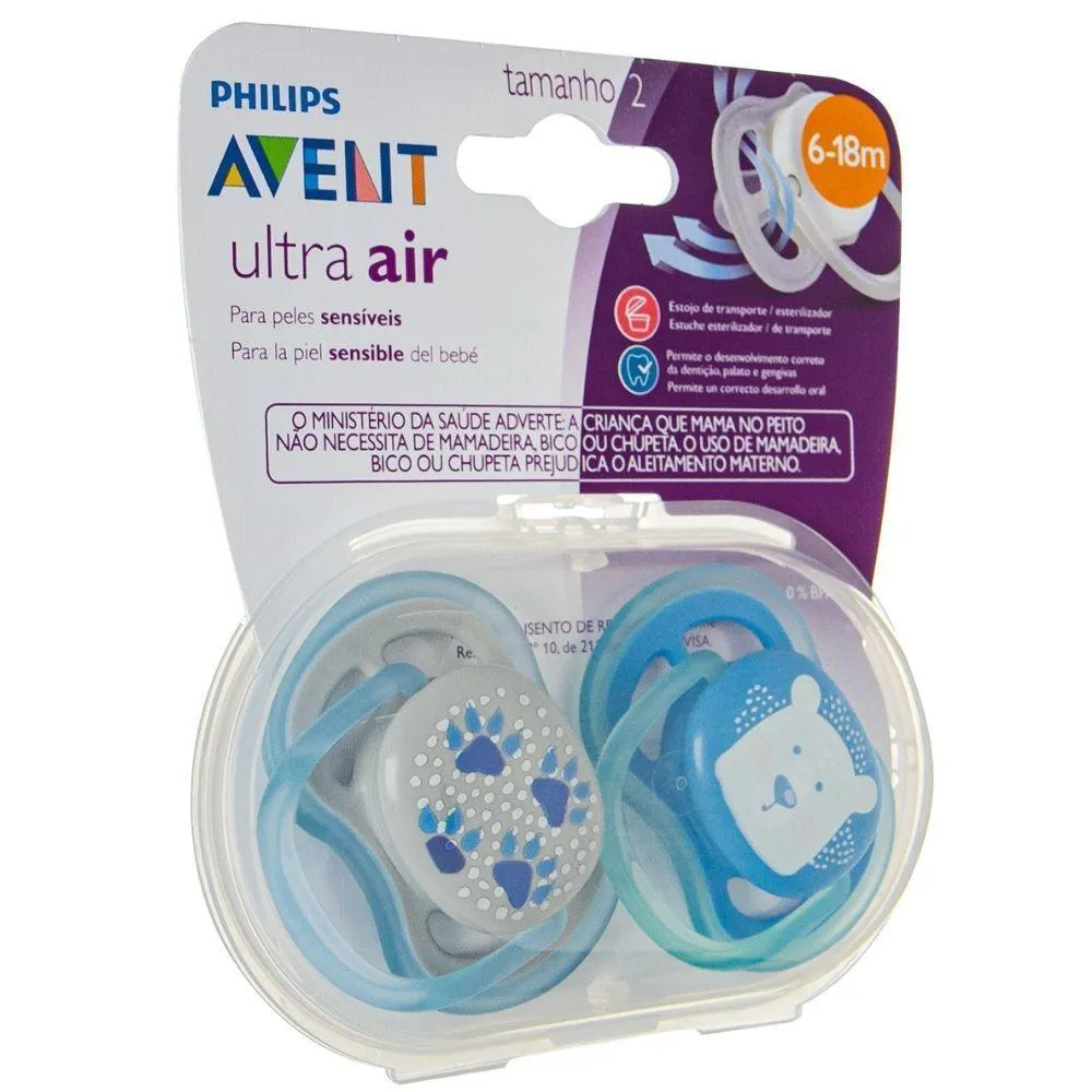 CHUPETA ULTRA AIR DUPLA PATA E URSO 6-18M - PHILIPS AVENT