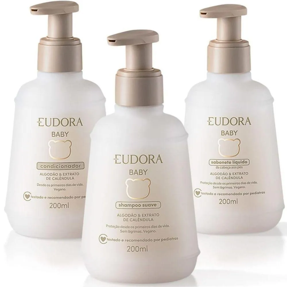 EUDORA KIT BABY: SHAMPOO + CONDICIONADOR + SABONETE LíQUIDO