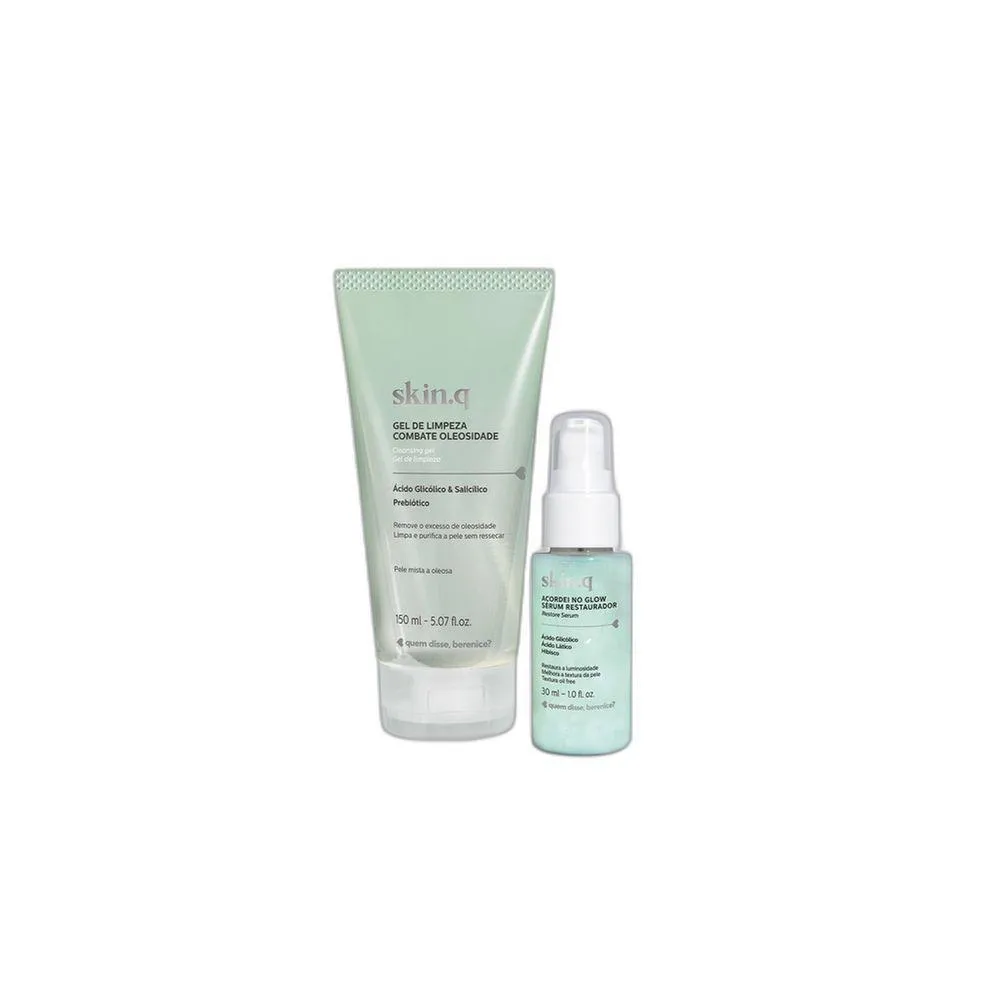 COMBO SKIN.Q: GEL DE LIMPEZA COMBATE OLEOSIDADE 150ML + SéRUM RESTAURADOR 30ML